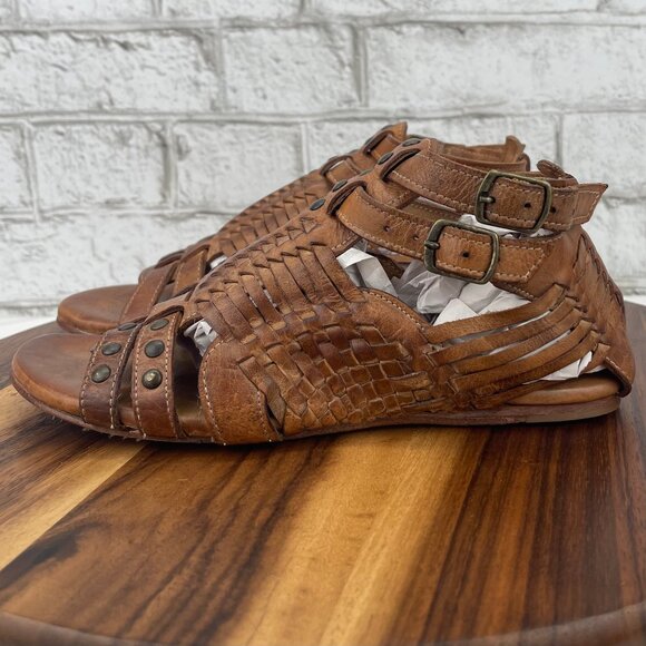 Bed Stu Claire III Gladiator BOHO Womens 8.5 Huarache Brown Leather Sandals - Picture 2 of 15